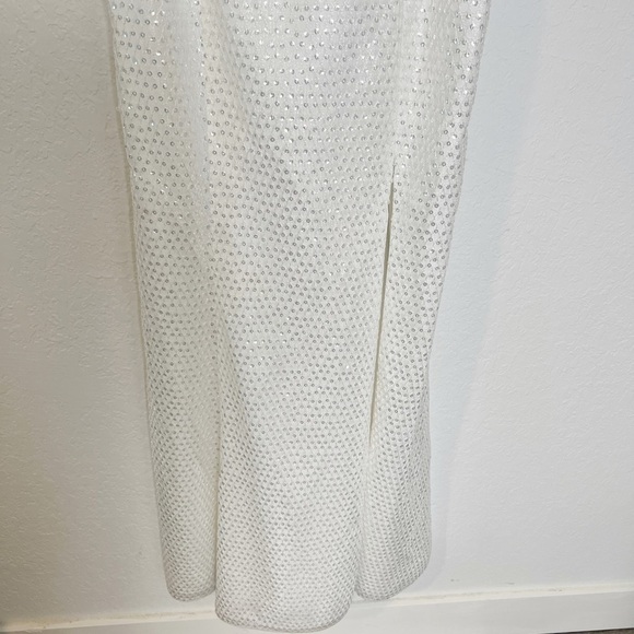 Aidan Mattox Sequined Maxi Ivory Evening Dress - Picture 4 of 8